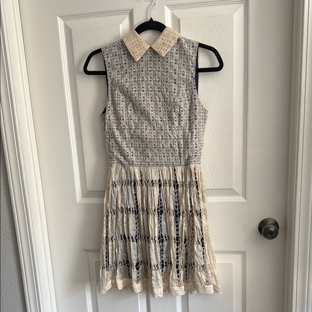 Opening Ceremony Sleeveless Sundress with Peter Pan Collar 100% silk